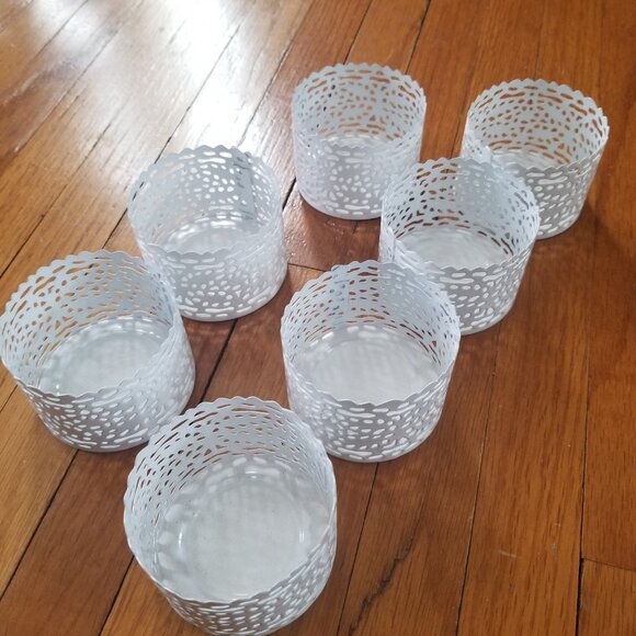 IKEA White Metal Tea Light Candle Holder Set - Picture 3 of 7